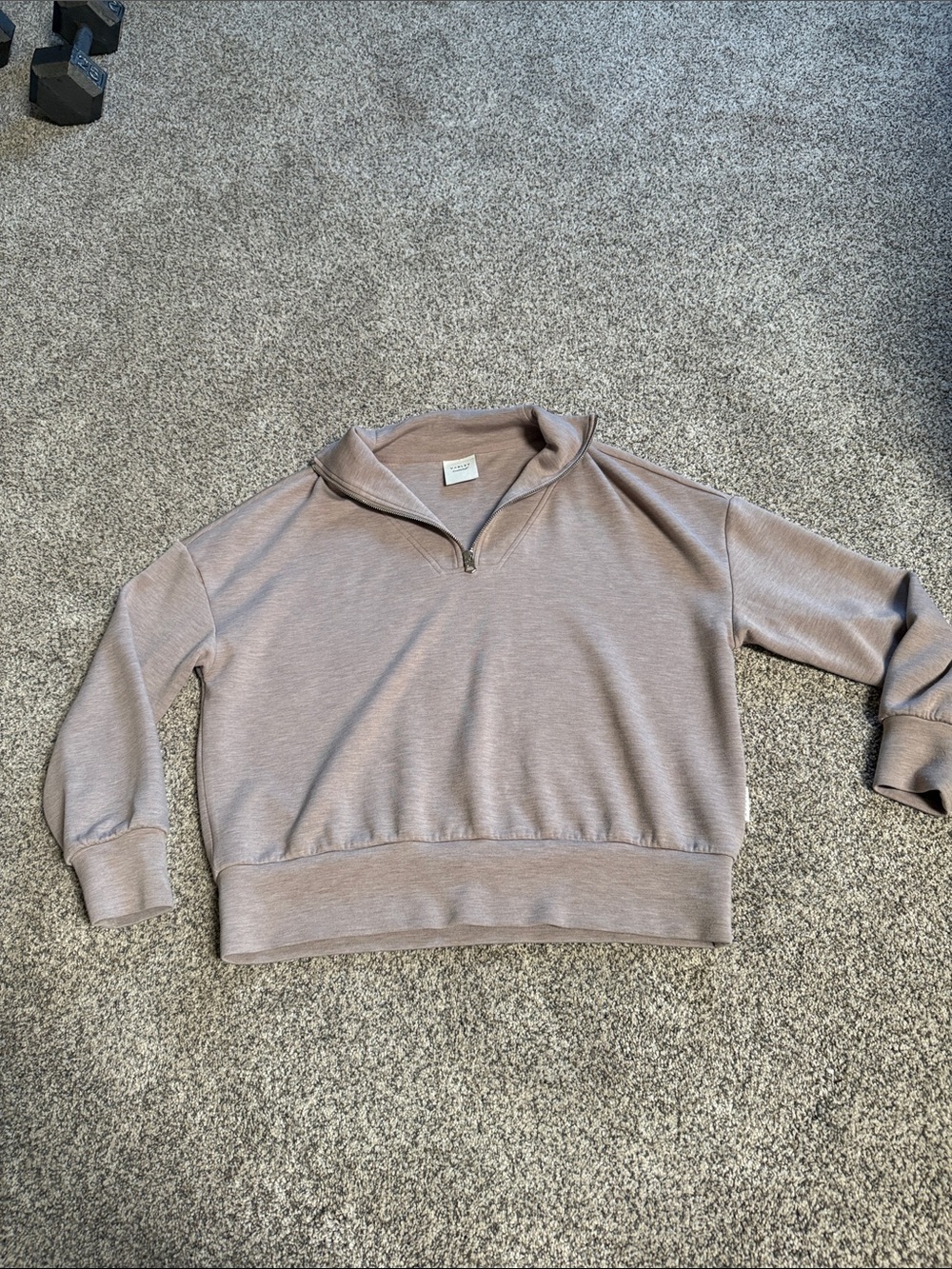 Varley Neutral Taupe Quarter-Zip Pullover